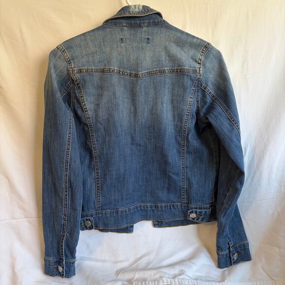 Prosperity women’s denim jacket. Distressed Stretchy. Size XS. Medium wash - Picture 5 of 6